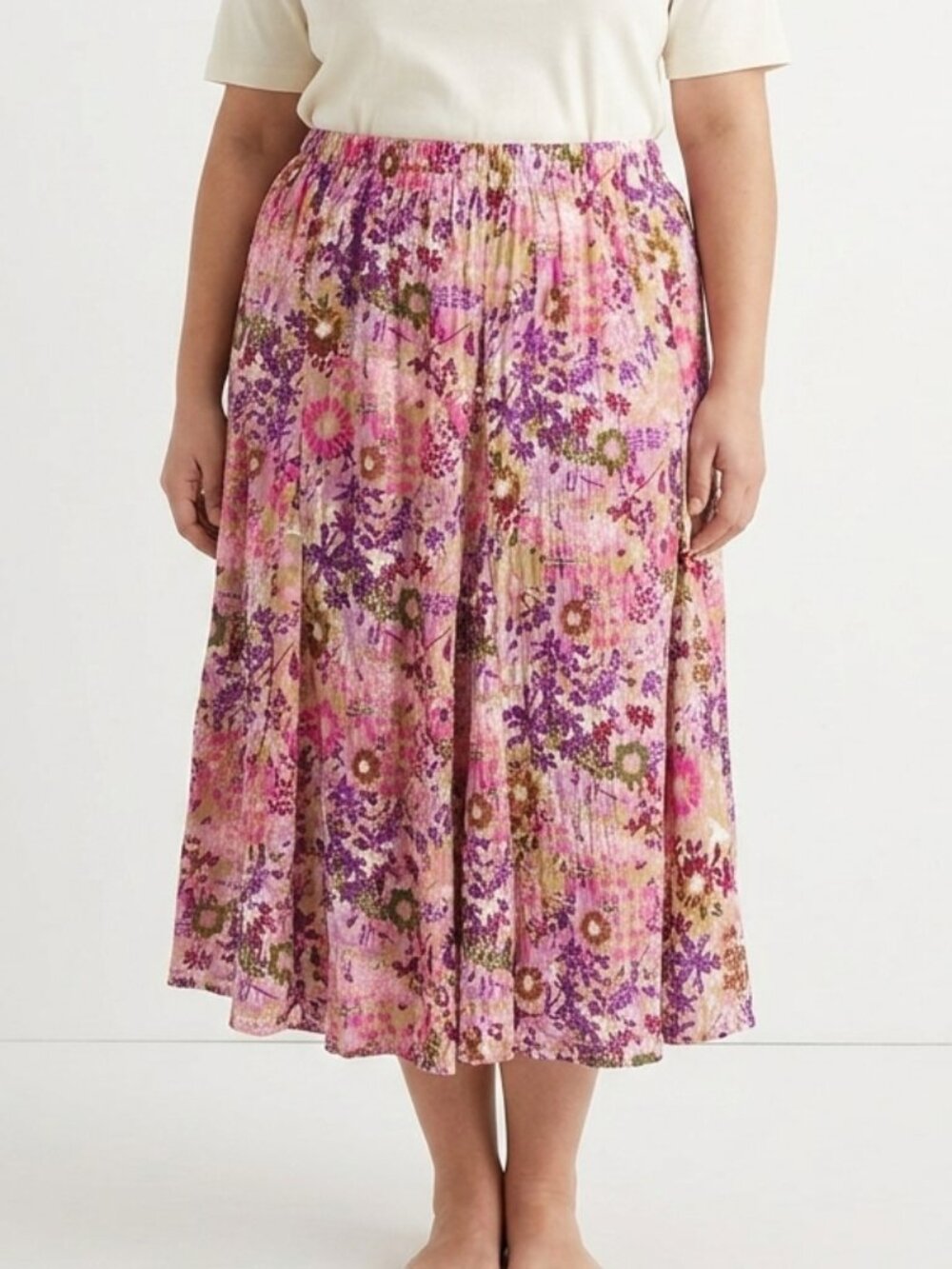 Liz & Me Skirt Purple Floral Maxi Peasant Festival Boho 2X